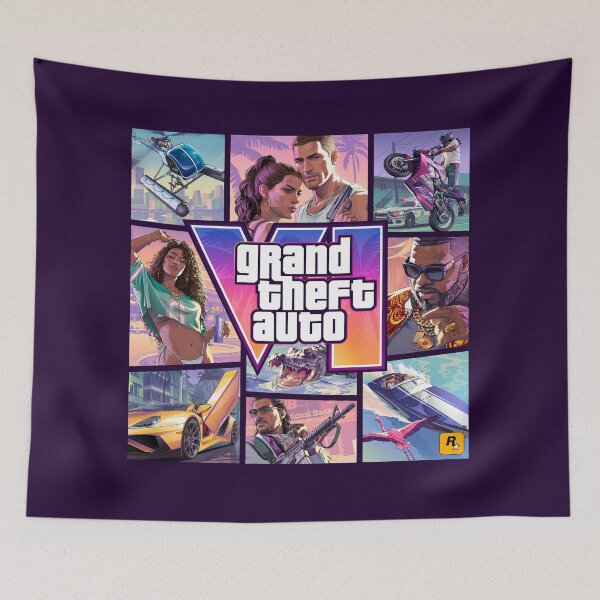 Item preview, ​GTA VI Cover Art 5K Style Tropical Neon Urban Adventure designed and sold by 1001T-Shirt.
