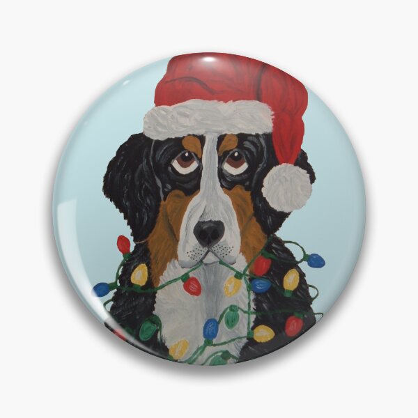 Item preview, Bernese Mountain Dog Tangled in Christmas Lights designed and sold by Squirreldumplings.