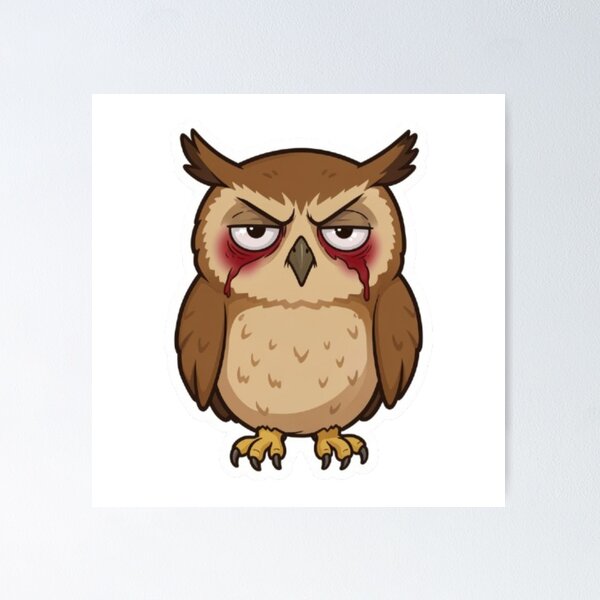 Item preview, Tired and Grumpy Cartoon Owl Silhouette designed and sold by shop0102.