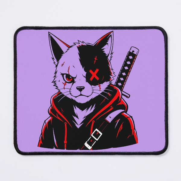 Item preview, Ninja Samurai Cat – Dark Katana Anime Mascot designed and sold by RAYBIL.
