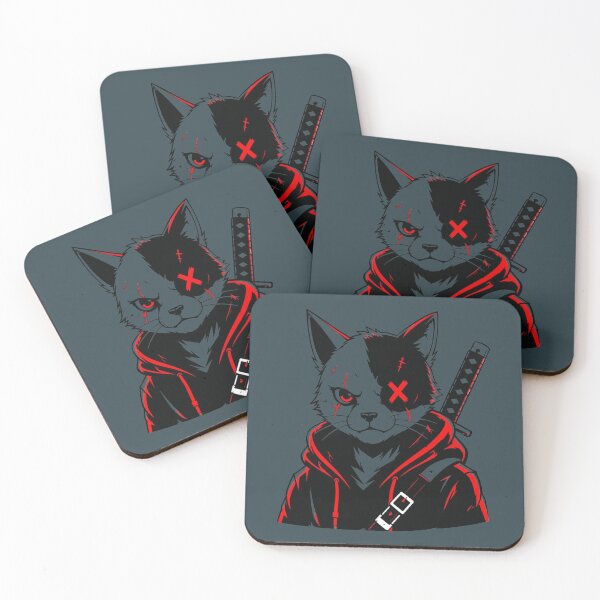 Item preview, Ninja Samurai Cat – Dark Katana Anime Mascot designed and sold by RAYBIL.