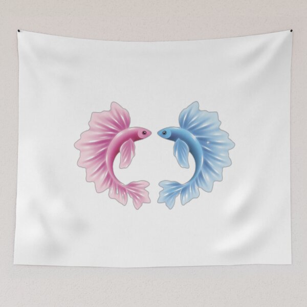 Item preview, Pink and Blue Betta Fish Duo designed and sold by DailyDoodlesBySumbul.