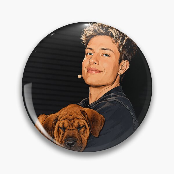 Item preview, Comedian Matt Rife with an adorable dog in his arms (fan art) designed and sold by PopCultureAndStuff.
