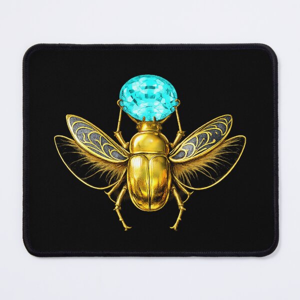 Item preview, Ancient Egyptian Winged Scarab –Golden Khepri Beetle with Golden Wings, Pharaoh Symbol Art designed and sold by TuyaArts.