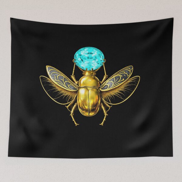 Item preview, Ancient Egyptian Winged Scarab –Golden Khepri Beetle with Golden Wings, Pharaoh Symbol Art designed and sold by TuyaArts.