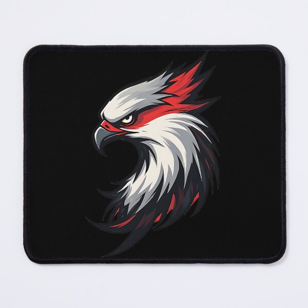 Item preview, Fierce Eagle Hawk Mascot Logo Red White Black designed and sold by UrbanPrts.