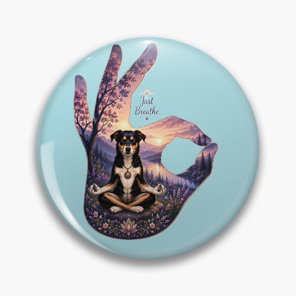 Item preview, Just Breathe Meditating Dog Yoga Mudra Art designed and sold by CalineczkaArt.
