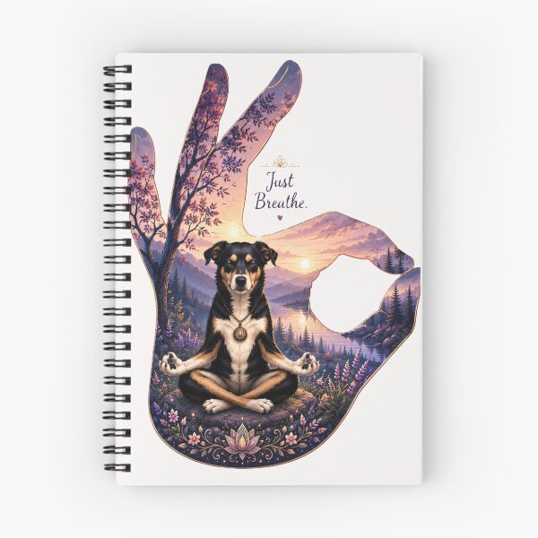 Item preview, Just Breathe Meditating Dog Yoga Mudra Art designed and sold by CalineczkaArt.