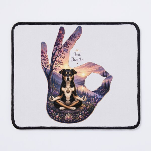 Item preview, Just Breathe Meditating Dog Yoga Mudra Art designed and sold by CalineczkaStudio.