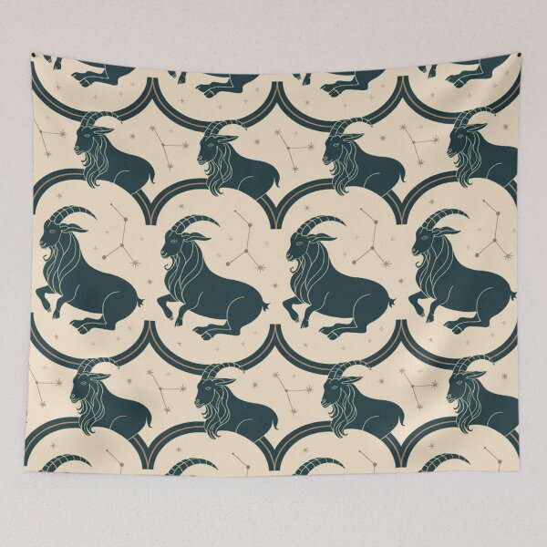 Item preview, Vintage Art Deco Capricorn Celestial Constellation Pattern designed and sold by Midnight Veil Designs.