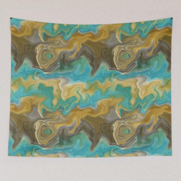 Item preview, Coastal Turquoise & Sand Fluid Art Pattern designed and sold by DesignsbyPheby.