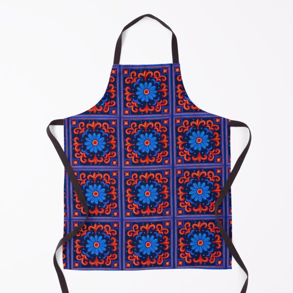 Item preview, Azulejo Florido – Blue & Red Folk Tile Art – Hand-Painted Floral Design - Atlantic Blue designed and sold by Piret Victoria Ribas.