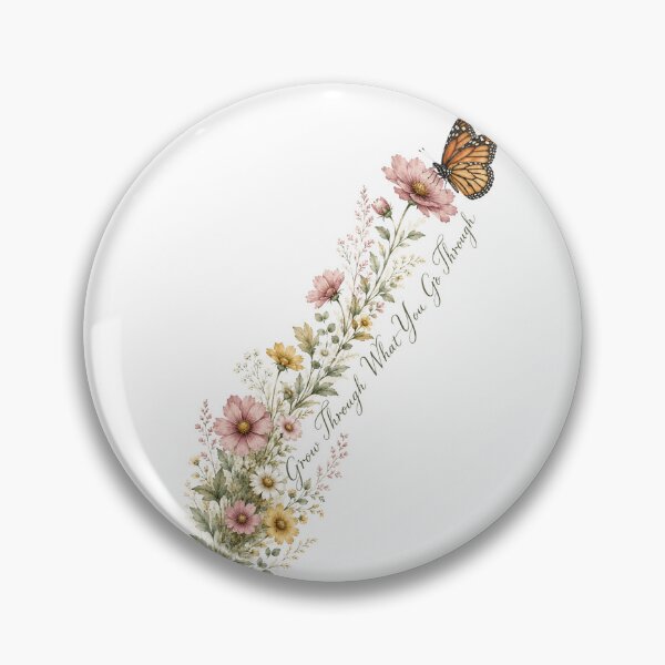 Item preview, Grow Through What You Go Through — Wildflower Butterfly Quote designed and sold by DreamelleStudio.