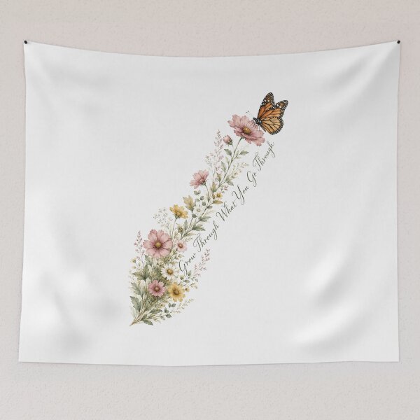 Item preview, Grow Through What You Go Through — Wildflower Butterfly Quote designed and sold by DreamelleStudio.