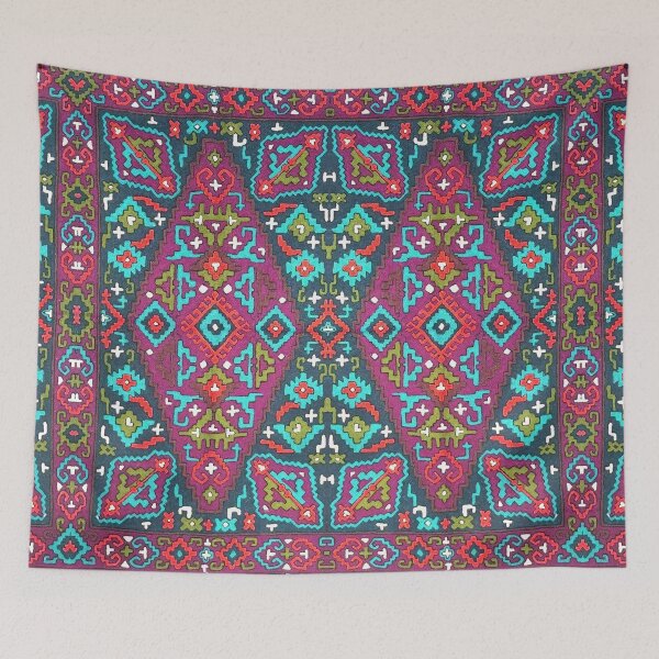Item preview, Bohemian Kilm Mosaic in Crimson and Teal designed and sold by SpaceBazaar.