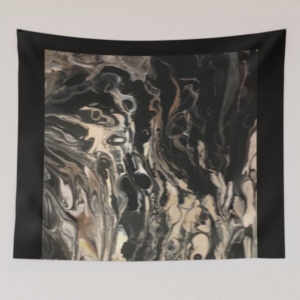 Item preview, Black and Cream Abstract Pour designed and sold by Onelamb.