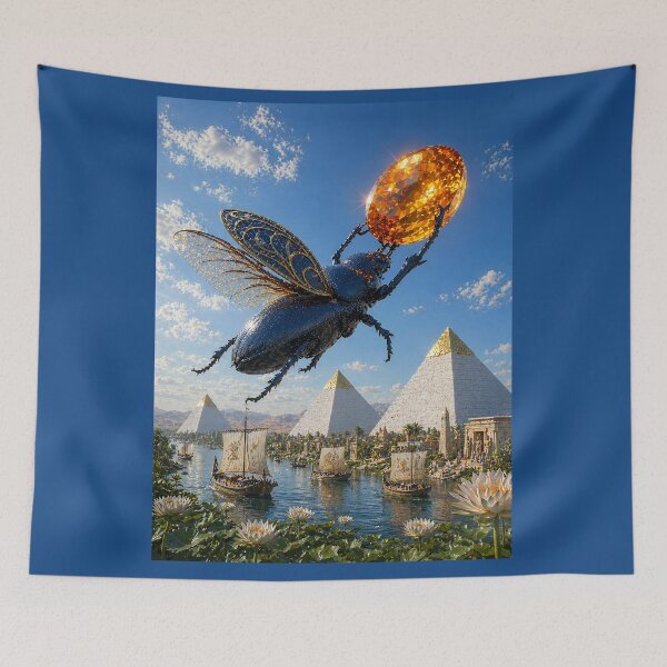 Item preview, Khepri Scarab – Ancient Egyptian Sun God | Sacred Scarab Mythology Art Print designed and sold by TuyaArts.
