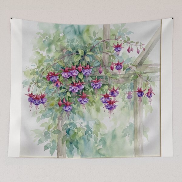 Item preview, Fuchsia 'Dark Eyes' in Wabi-Sabi Watercolor #3 designed and sold by Helios Be. Lavsh.