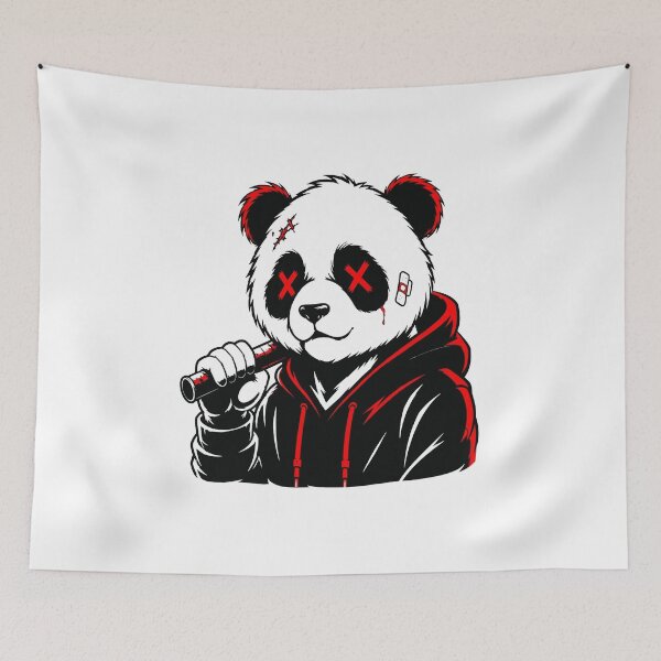 Item preview, Panda Gangster Dark – Mascot Streetwear Hoodie Black and Red designed and sold by RAYBIL.