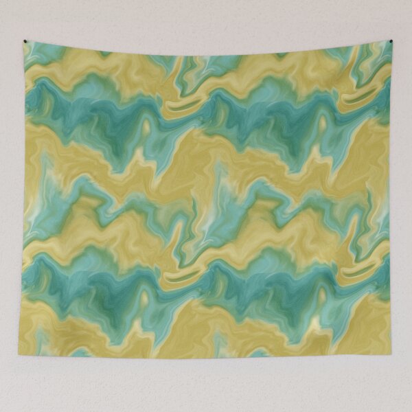 Item preview, Teal and yellow abstract marble pattern designed and sold by DesignsbyPheby.