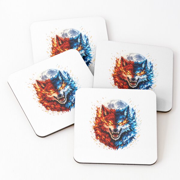 Item preview, Blazing Neon Wolf – Red & Blue Anime Moon Spirit designed and sold by BoB-66.
