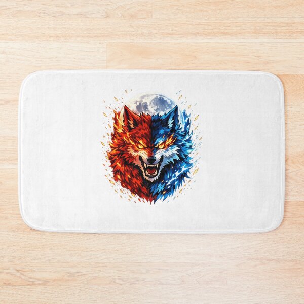 Item preview, Blazing Neon Wolf – Red & Blue Anime Moon Spirit designed and sold by BoB-66.