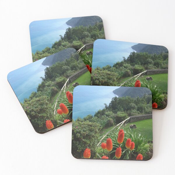 Item preview, Vibrant Torch Lilies Overlooking Dramatic Coastal Cliffs designed and sold by HiddenPlaces.