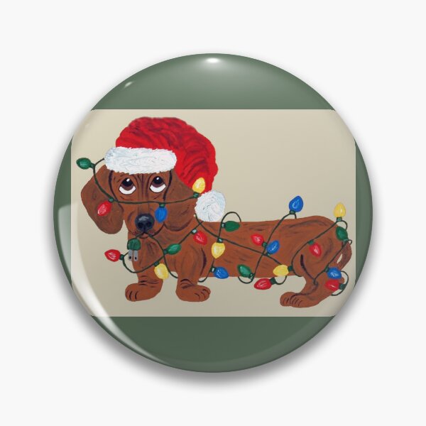 Item preview, Dachshund Tangled in Christmas Lights designed and sold by Squirreldumplings.