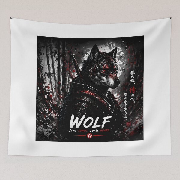 Item preview, Samurai Wolf Spirit | Japanese Warrior Wolf | Dark Anime Aesthetic T-Shirt Design designed and sold by SupernovaNote.