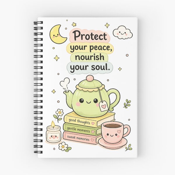 Item preview, Cute Teapot Self Care Sticker - Protect Your Peace Nourish Your Soul - Kawaii Cozy Art designed and sold by LittleJoyStudio.Art.