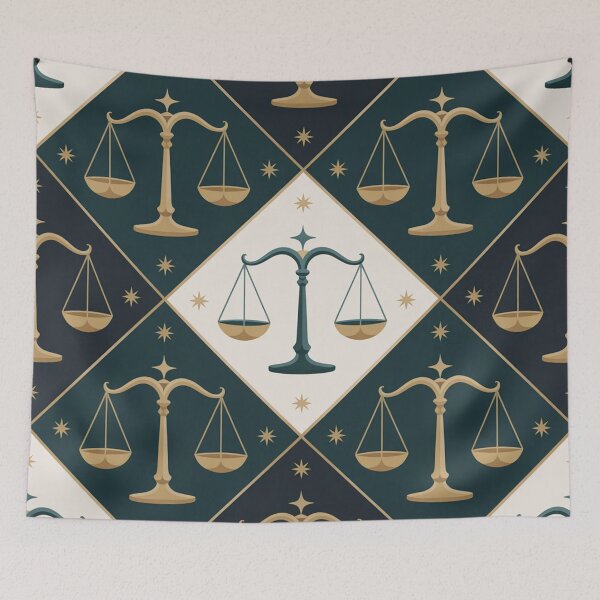 Item preview, Elegant Libra Scales Zodiac Pattern | Golden Celestial Seamless Repeat designed and sold by Midnight Veil Designs.