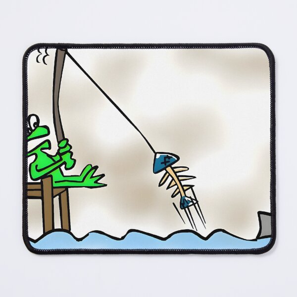 Item preview, Funny Fishing Frog and Shark Fin designed and sold by BlueSarcasm.