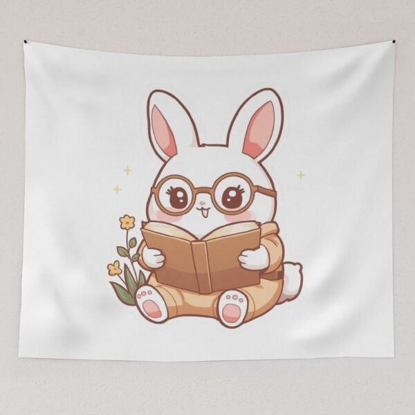 Item preview, Cute Reading Bunny Kawaii Sticker | Adorable Book Lover Rabbit designed and sold by Stylestickers55.