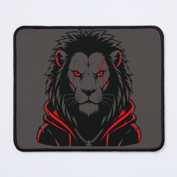 Item preview, Lion Gangster Dark – Mascot Streetwear Hoodie with Black and Red Chain designed and sold by RAYBIL.