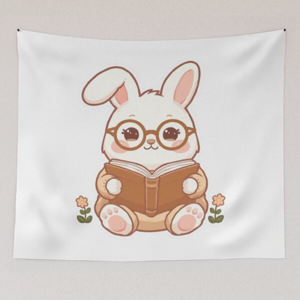 Item preview, Kawaii Book Bunny Sticker | Cute Chibi Rabbit Reading designed and sold by Stylestickers55.