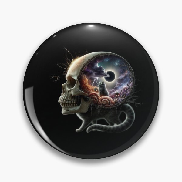 Item preview, Shadow of the Eclipse – Gothic Skull Head Cat Portrait designed and sold by LujziWorld.