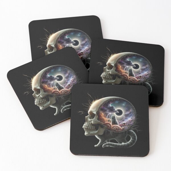 Item preview, Shadow of the Eclipse – Gothic Skull Head Cat Portrait designed and sold by LujziWorld.