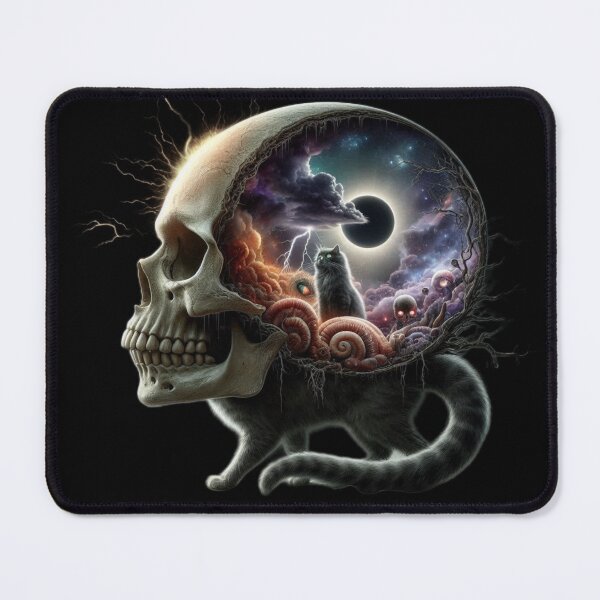 Item preview, Shadow of the Eclipse – Gothic Skull Head Cat Portrait designed and sold by LujziWorld.