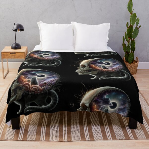 Item preview, Shadow of the Eclipse – Gothic Skull Head Cat Portrait designed and sold by LujziWorld.