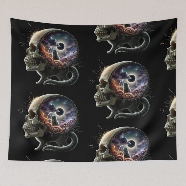 Item preview, Shadow of the Eclipse – Gothic Skull Head Cat Portrait designed and sold by LujziWorld.