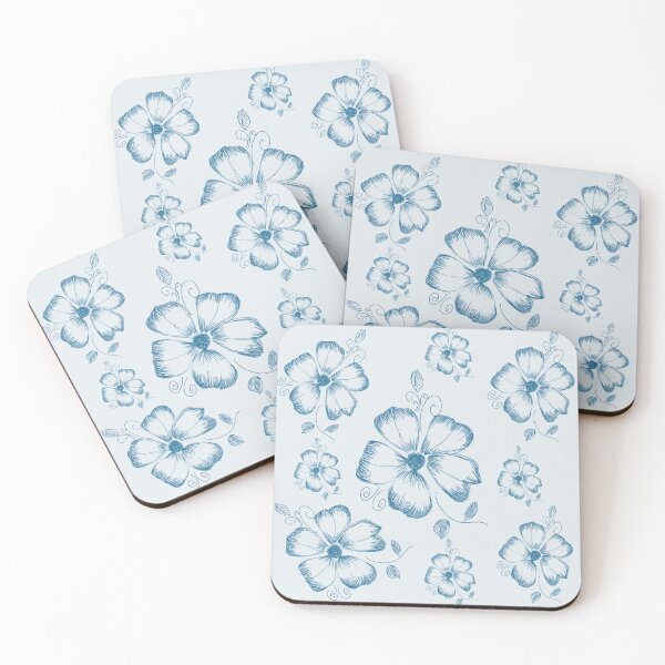 Item preview, Vintage Blue Ink Sketch Floral Pattern  designed and sold by Arabesque.fromSadia.