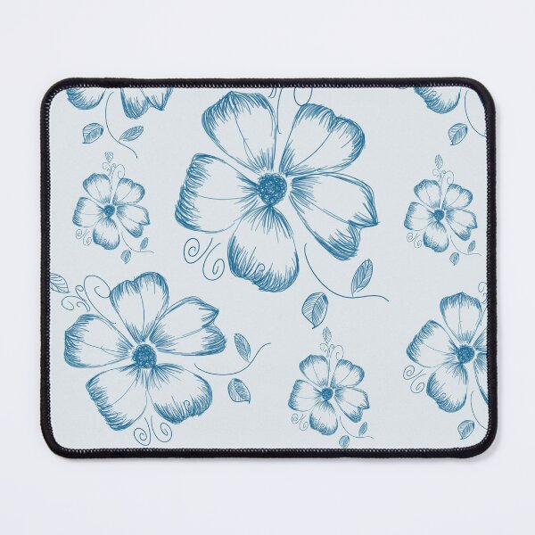 Item preview, Vintage Blue Ink Sketch Floral Pattern designed and sold by Arabesque.fromSadia.