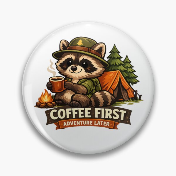 Item preview, Coffee First Adventure Later Camping Raccoon Cute Campfire Graphic designed and sold by AMIR PRO .