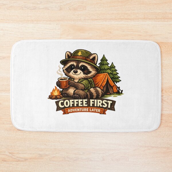 Item preview, Coffee First Adventure Later Camping Raccoon Cute Campfire Graphic designed and sold by AMIR PRO .