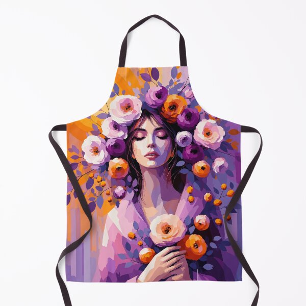 Item preview, Boho Floral Muse Portrait in Purple and Orange designed and sold by ArtByBoya.