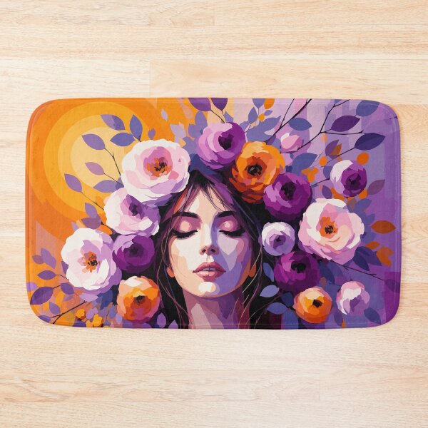 Item preview, Boho Floral Muse Portrait in Purple and Orange designed and sold by ArtByBoya.