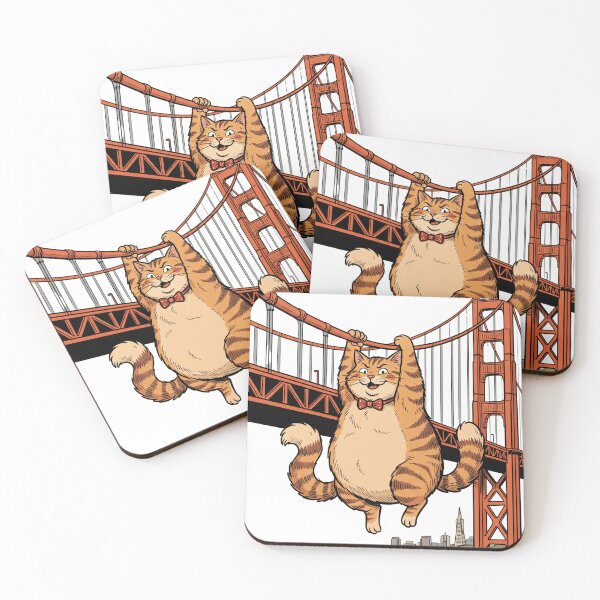 Item preview, Mischievous Giant Cat Hanging on Golden Gate Bridge - Retro San Francisco designed and sold by BMAMED2001.
