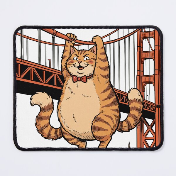 Item preview, Mischievous Giant Cat Hanging on Golden Gate Bridge - Retro San Francisco designed and sold by BMAMED2001.