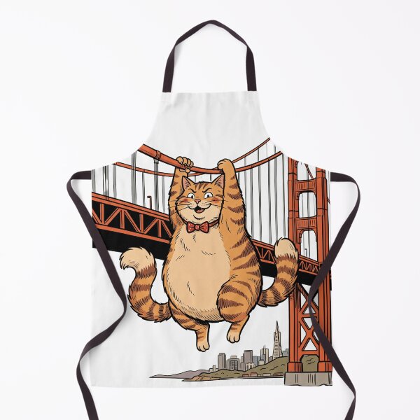 Item preview, Mischievous Giant Cat Hanging on Golden Gate Bridge - Retro San Francisco designed and sold by BMAMED2001.