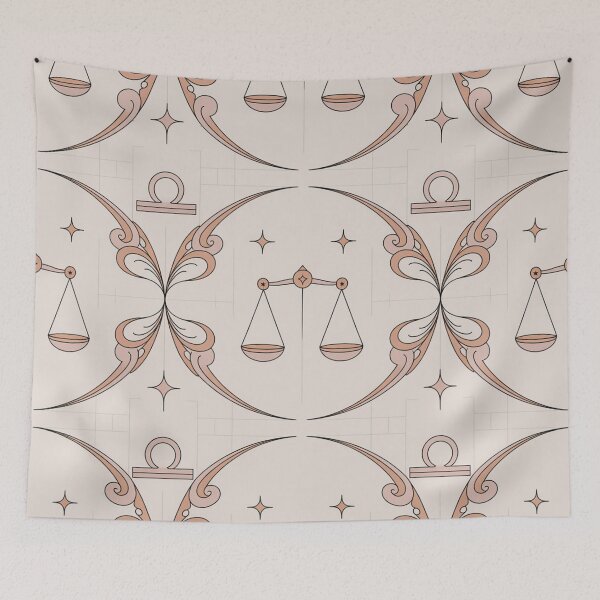 Item preview, Elegant Libra Scales Zodiac Pattern | Ornate Celestial Seamless Repeat designed and sold by Midnight Veil Designs.